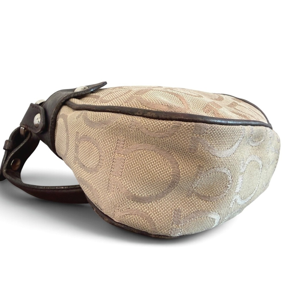 Salvatore Ferragamo Vintage Gancini Jacquard Canvas Leather Y2K Shoulder Bag - Picture 7 of 13